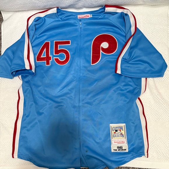 Mitchell & Ness Other - Tug McGraw Blue Baseball Jersey with Red Accents